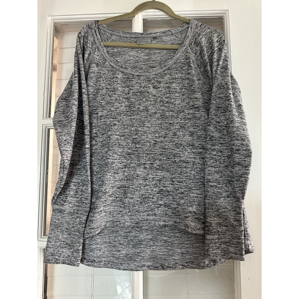 Athleta No Sweatin It Shirt Women's Heather Gray Athletic Sz L Thumbholes